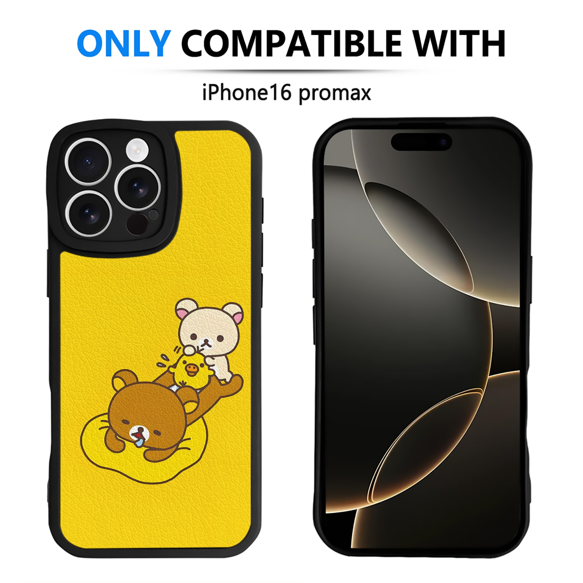（画像用） リラックマ リラックマ キイロイトリ Rilakkuma Korilakkuma Kiiroitori 【iPhone 16シリーズ対応】シリコンスマホケース（レザー調） 材質：シリコン